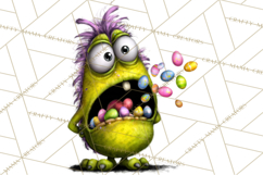 Funny Easter Monsters Clipart, Monster Easter PNG File Product Image 4