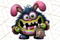 Funny Easter Monsters Clipart, Monster Easter PNG File Product Image 2