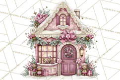 Sugarplum Christmas Village PNG PNG, Pastel Christmas Homes Product Image 3