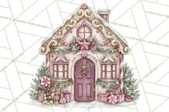 Sugarplum Christmas Village PNG PNG, Pastel Christmas Homes Product Image 4