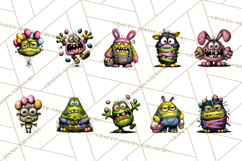 Funny Easter Monsters Clipart, Monster Easter PNG File Product Image 2