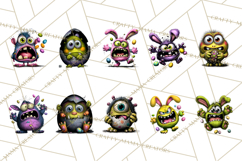 Funny Easter Monsters Clipart, Monster Easter PNG File Product Image 4