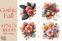 Gothic Fall Clipart PNG Dark Autumn Illustrations Product Image 1