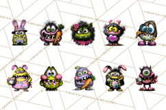 Funny Easter Monsters Clipart, Monster Easter PNG File Product Image 6
