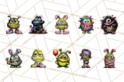 Funny Easter Monsters Clipart, Monster Easter PNG File Product Image 7