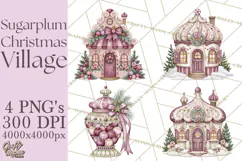 Sugarplum Christmas Village PNG PNG, Pastel Christmas Homes Product Image 1