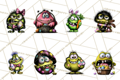 Funny Easter Monsters Clipart, Monster Easter PNG File Product Image 8