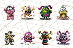 Funny Easter Monsters Clipart, Monster Easter PNG File Product Image 9