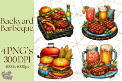 Summer BBQ Beer &amp; Grilling Clipart, Barbecue Png Files Product Image 1