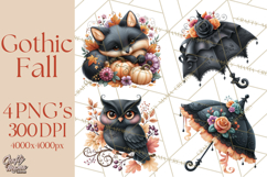 Gothic Fall Clipart PNG Dark Autumn Illustrations Product Image 1