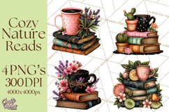 Cozy Chapters Coffee Books Nature Clipart PNG Graphics Product Image 1