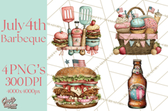 Patriotic Backyard BBQ Clipart and 4th of July Cookout Art Product Image 1