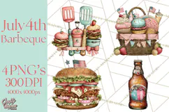 Patriotic Backyard BBQ Clipart and 4th of July Cookout Art Product Image 1