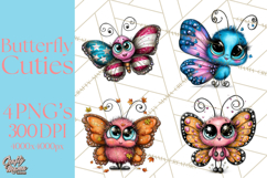 Cute Butterfly Characters Clipart, Spring Png Product Image 1