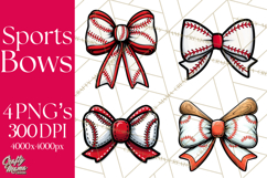 Sports Bows Clipart, Sports Bow PNG, Baseball Png Bow Product Image 1