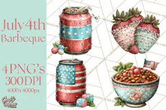 Patriotic Backyard BBQ Clipart and 4th of July Cookout Art Product Image 1