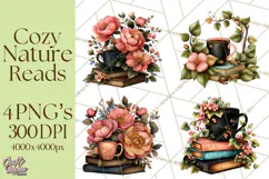 Cozy Chapters Coffee Books Nature Clipart PNG Graphics Product Image 1