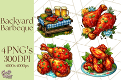 Summer BBQ Beer &amp; Grilling Clipart, Barbecue Png Files Product Image 1