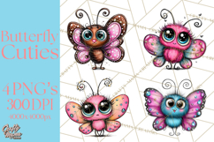 Cute Butterfly Characters Clipart, Spring Png Product Image 1