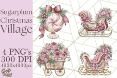 Sugarplum Christmas Village PNG PNG, Pastel Christmas Homes Product Image 1