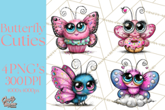Cute Butterfly Characters Clipart, Spring Png Product Image 1