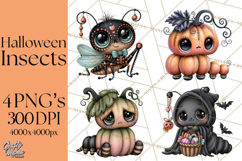 Cute Halloween Insects Clipart PNG Product Image 1