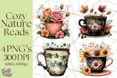 Cozy Chapters Coffee Books Nature Clipart PNG Graphics Product Image 1