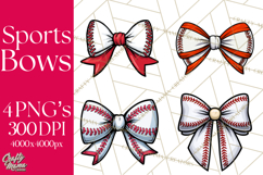 Sports Bows Clipart, Sports Bow PNG, Baseball Png Bow Product Image 1