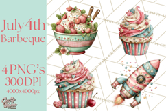Patriotic Backyard BBQ Clipart and 4th of July Cookout Art Product Image 1