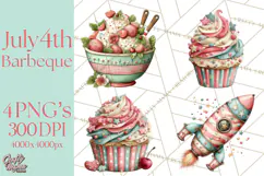 Patriotic Backyard BBQ Clipart and 4th of July Cookout Art Product Image 1