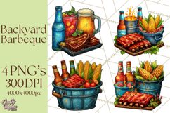 Summer BBQ Beer &amp; Grilling Clipart, Barbecue Png Files Product Image 1