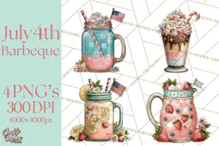 Patriotic Backyard BBQ Clipart and 4th of July Cookout Art Product Image 1