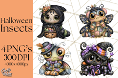 Cute Halloween Insects Clipart PNG Product Image 1