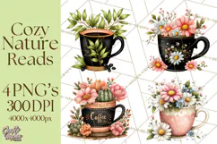 Cozy Chapters Coffee Books Nature Clipart PNG Graphics Product Image 1