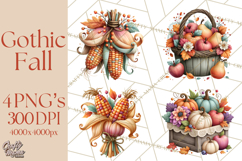 Gothic Fall Clipart PNG Dark Autumn Illustrations Product Image 1