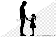 Father and daughter facing each other | Silhouette Clipart Product Image 1