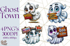 Funny Silly Ghost Halloween Clipart PNG Product Image 1