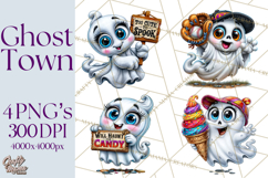 Funny Silly Ghost Halloween Clipart PNG Product Image 1