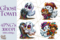 Funny Silly Ghost Halloween Clipart PNG Product Image 1