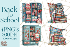Back To School Clipart PNG School Teacher Supplies Product Image 1