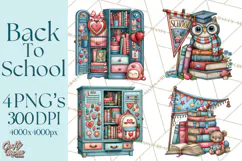 Back To School Clipart PNG School Teacher Supplies Product Image 1