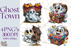 Funny Silly Ghost Halloween Clipart PNGt Product Image 1
