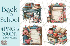 Back To School Clipart PNG School Teacher Supplies Product Image 1