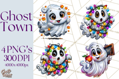 Funny Silly Ghost Halloween Clipart PNG Product Image 1