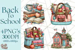 Back To School Clipart PNG School Teacher Supplies Product Image 1