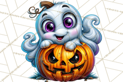 Funny Silly Ghost Halloween Clipart PNG Product Image 3