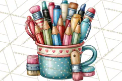 Back To School Clipart PNG School Teacher Supplies Product Image 5