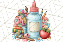 Back To School Clipart PNG School Teacher Supplies Product Image 3