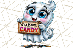 Funny Silly Ghost Halloween Clipart PNG Product Image 3