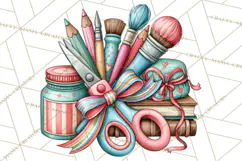 Back To School Clipart PNG School Teacher Supplies Product Image 4